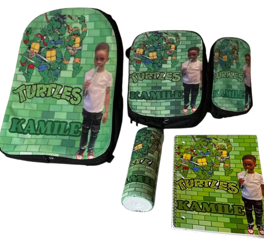 Bookbag, lunch box and pencil case, notebook and tumbler bundle