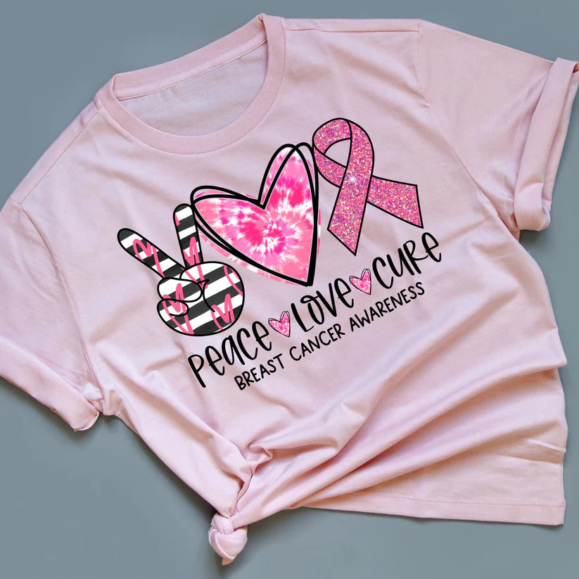 Breast Cancer Peace-Love-Cure T-Shirt