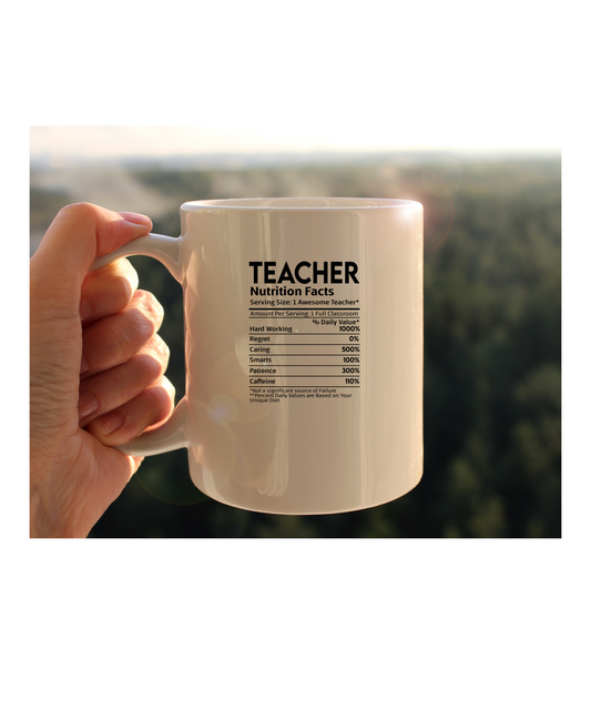 Teacher Nutrition Facts Mug